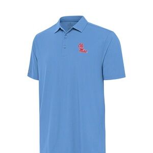 ANTIGUA MEN'S ERA POWDER
BLUE POLO WITH OLE MISS LOGO